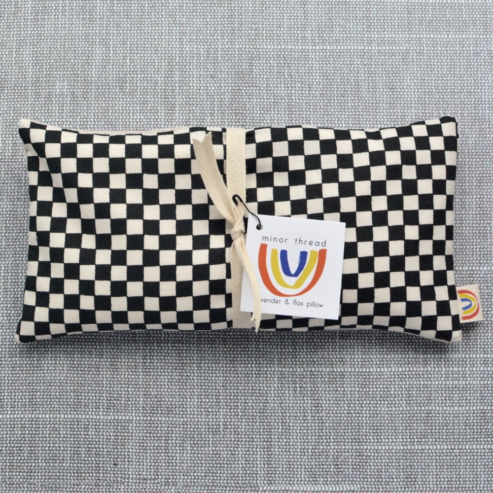Lavender Weighted Eye Pillow in Black and Natural Checkerboard